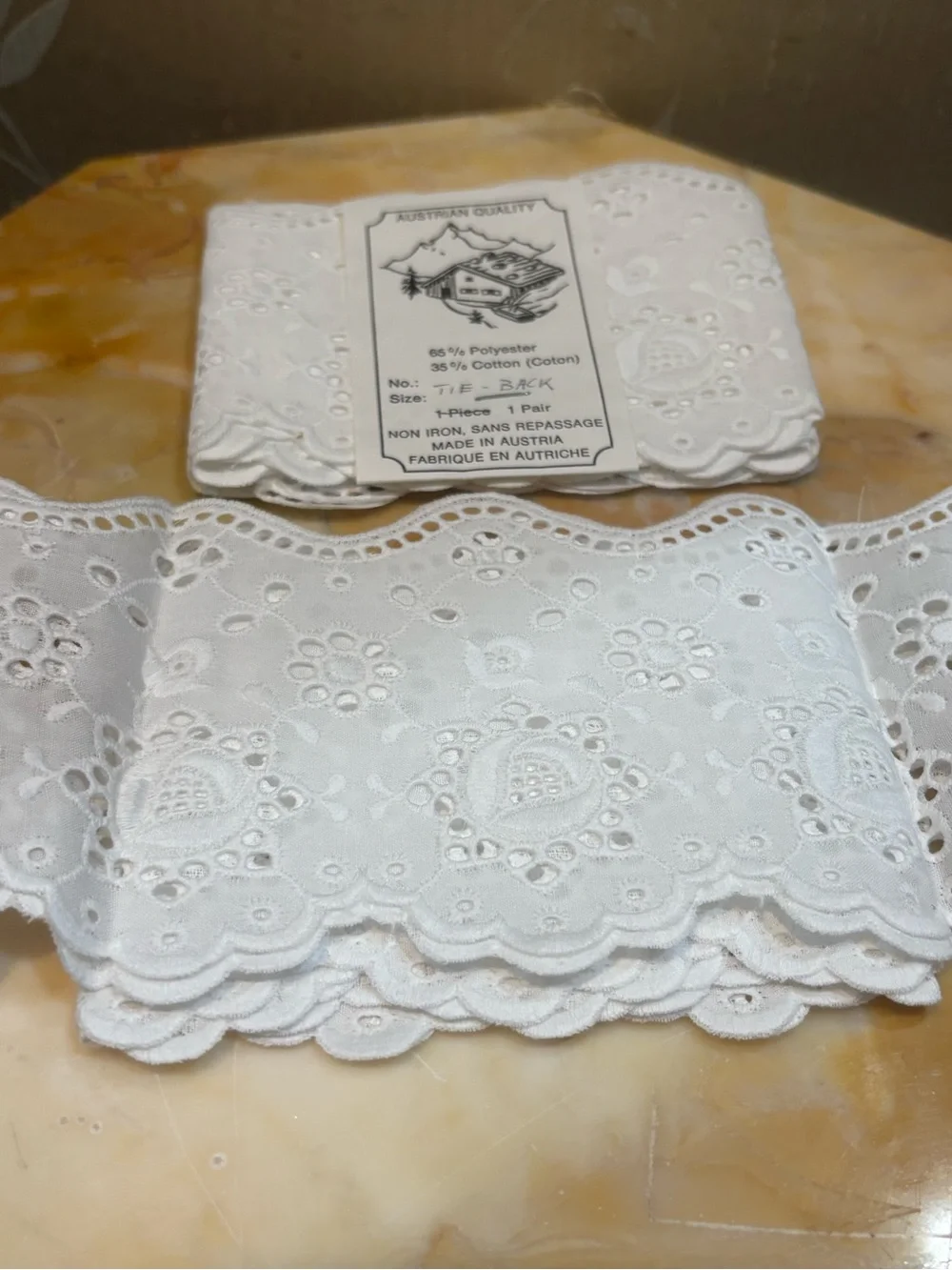 White Eyelet Cotton Tie Back Trim - Scalloped Embroidery For Curtains ~ 1 Pair